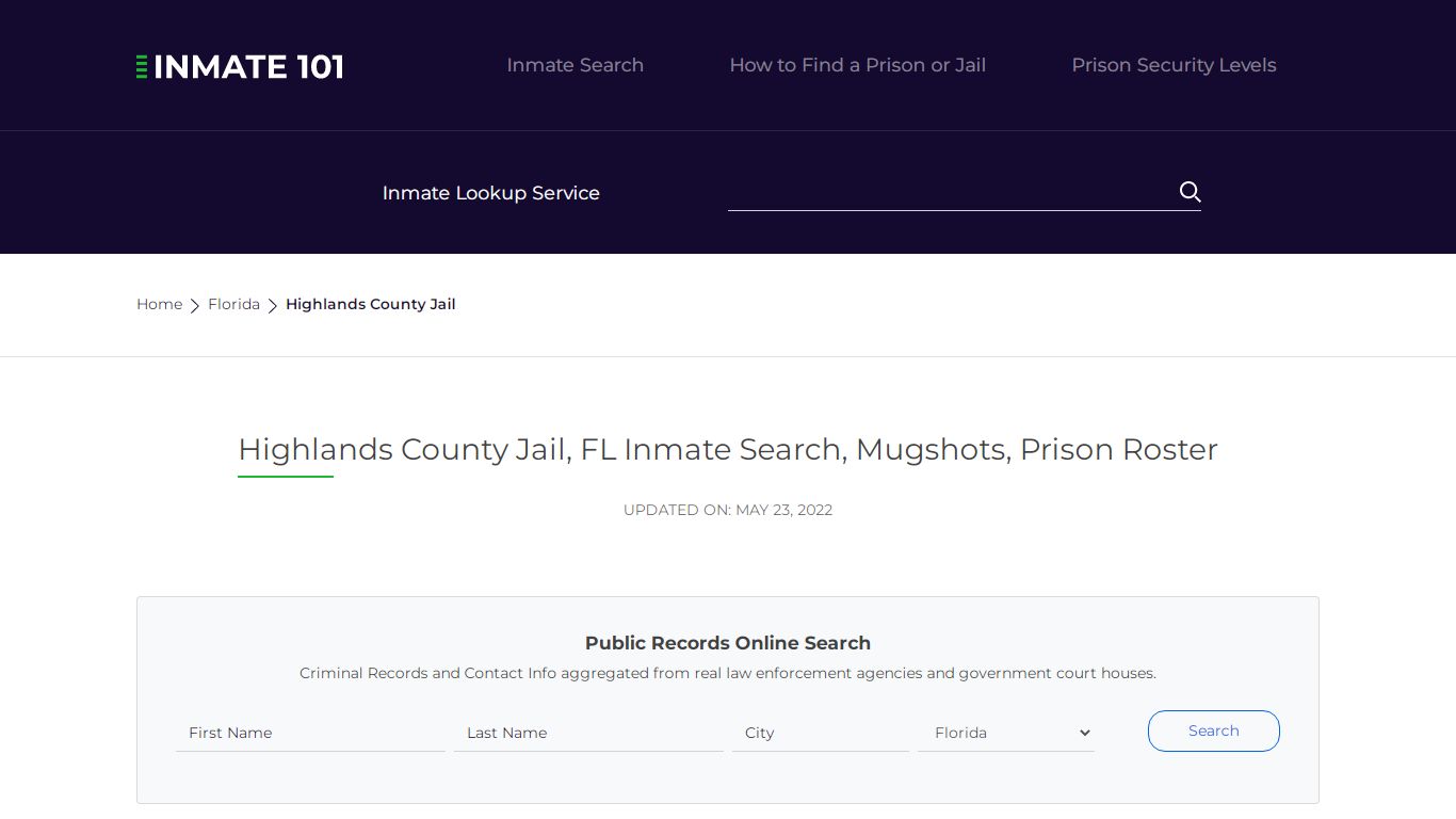 Highlands County Jail, FL Inmate Search, Mugshots, Prison ...